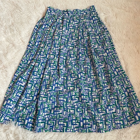 Unique Abstract Vintage La Chemise Midi Skirt with Pockets - Picture 1 of 3
